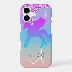 Glitter Drips Unicorn Pink Rainbow Name