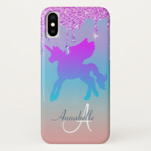Glitter Drips Unicorn Pink Rainbow Name Case-Mate iPhone Case