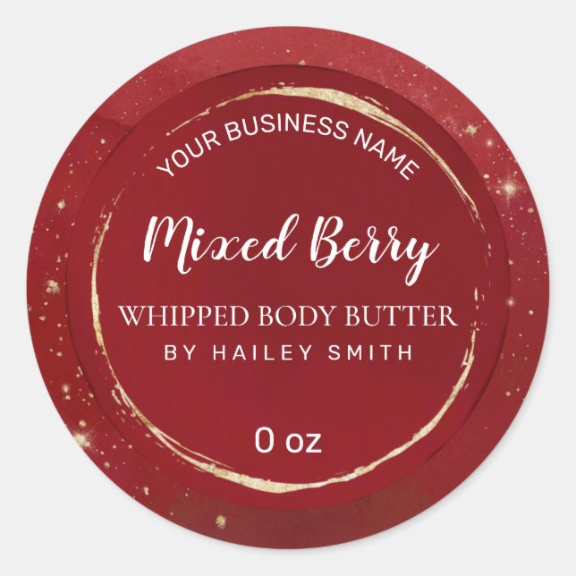 Glitter Dust Red And Gold Whipped Body Butter Classic Round Sticker (Front)