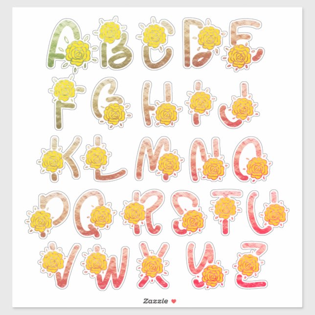 Glitter Earthy Floral Monogram A to Z Letters (Sheet)