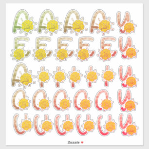 Glitter Earthy Floral Monogram Vowels A E I O U Y