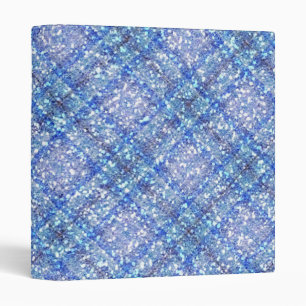 Glitter Effect Blue Tartain Plaid Binder
