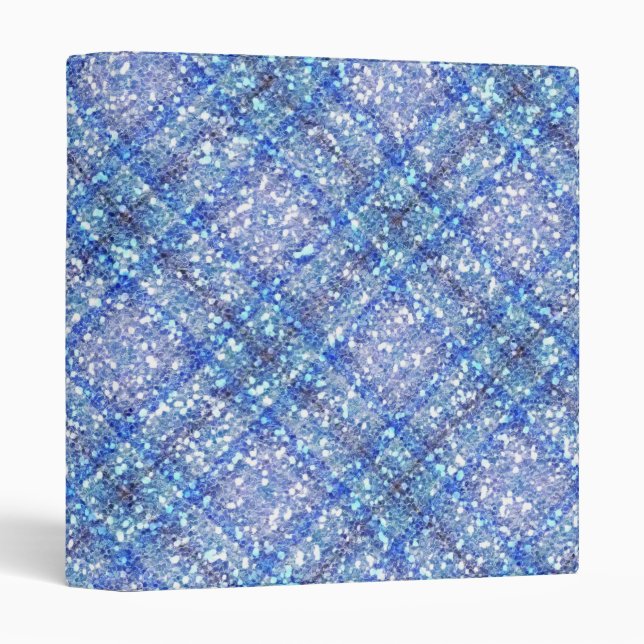 Glitter Effect Blue Tartain Plaid Binder (Front/Spine)