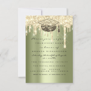 Glitter Effect Drips  Graduate Party Mint Green  Invitation