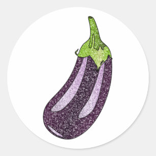 Glitter Eggplant Classic Round Sticker