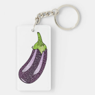 Glitter Eggplant Keychain