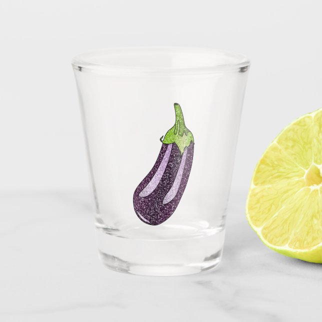 Glitter Eggplant Shot Glass (Front)