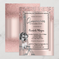 Glitter Eiffel Balloons Rose Gold Quinceañera