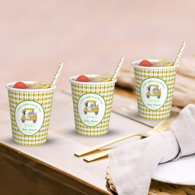 Glitter Elephant & Monkey Golf Baby Shower Return Paper Cups (Creator Uploaded)