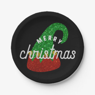 Glitter Elf Hat Paper Plate