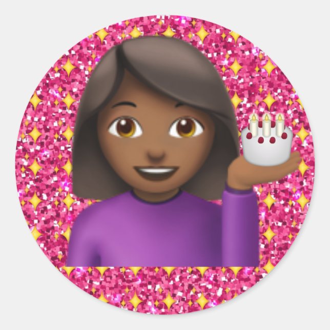 Glitter Emoji Girl Sticker (Front)