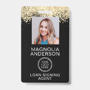 Glitter Employee Photo Logo Barcode Name Badge