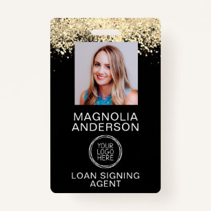Glitter Employee Photo Logo Barcode Name Badge