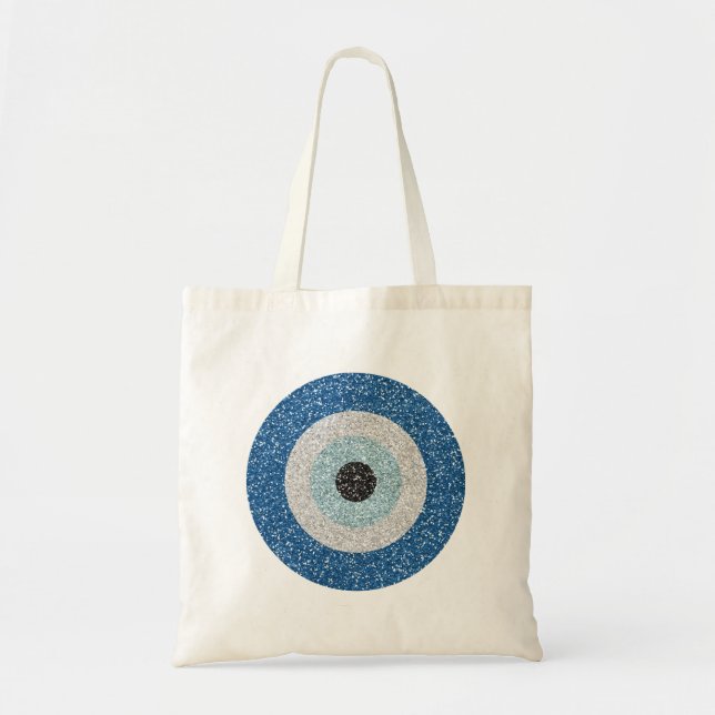 glitter evil eye blue eye - large L Tote Bag (Front)