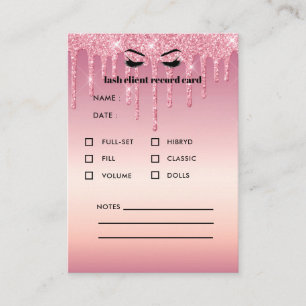 Glitter Eyelash Extension Client Consultation Business Card