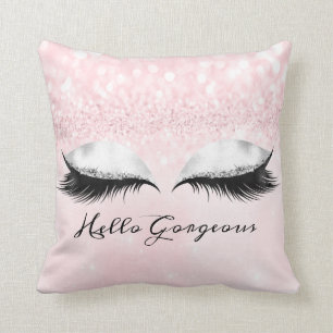 Glitter Eyes Makeup Lashes Pink Pastel Gorgeous Throw Pillow