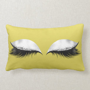Glitter Eyes Makeup Salmon Black White Yellow Lumbar Pillow
