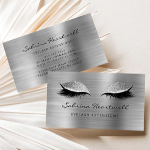 Glitter Eyes Silver Metallic Lash Extension Business Card