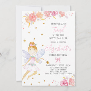 Glitter Fairy Birthday Invitation