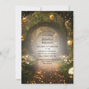 Glitter Fairy Tale Enchanted Forest  Baby Shower Invitation