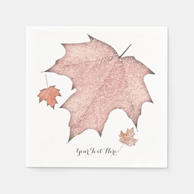 Glitter Fall Leaves Winter Golden Autumn Party Napkin (Front)