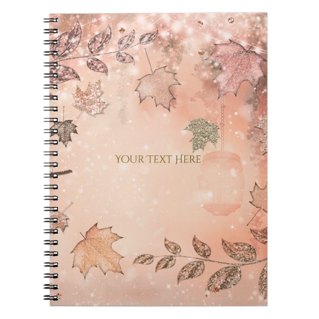 Glitter Fall Leaves Winter Golden Autumn Winter Notebook (Front)