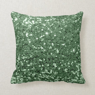 Glitter Fashion Sequin Blush Grass Green Glam Throw Pillow