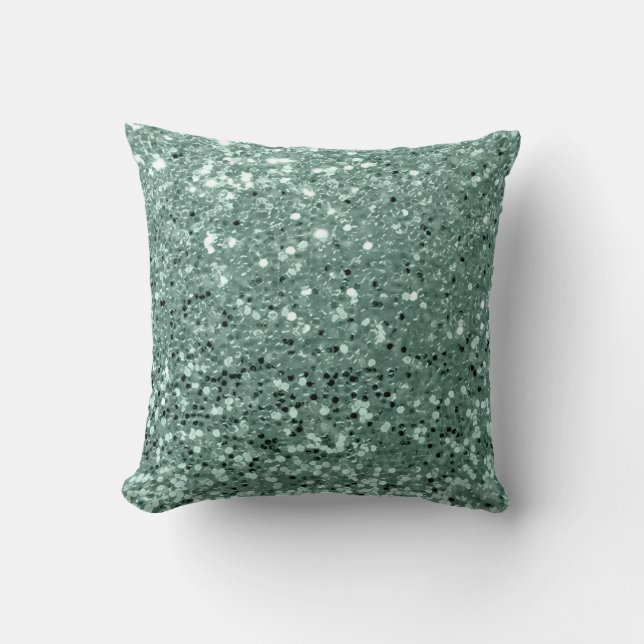 Glitter Fashion Sequin Blush Mint Green Glam Throw Pillow (Front)