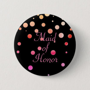 Glitter Faux Foil Confetti Dots Maid of Honor 2 Inch Round Button