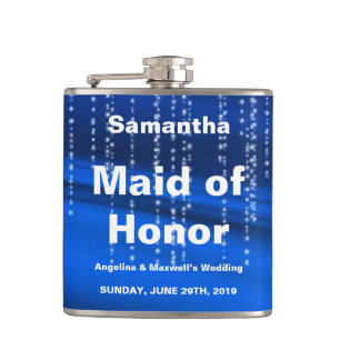 Glitter Faux Foil Confetti Look Maid of Honour Hip Flask