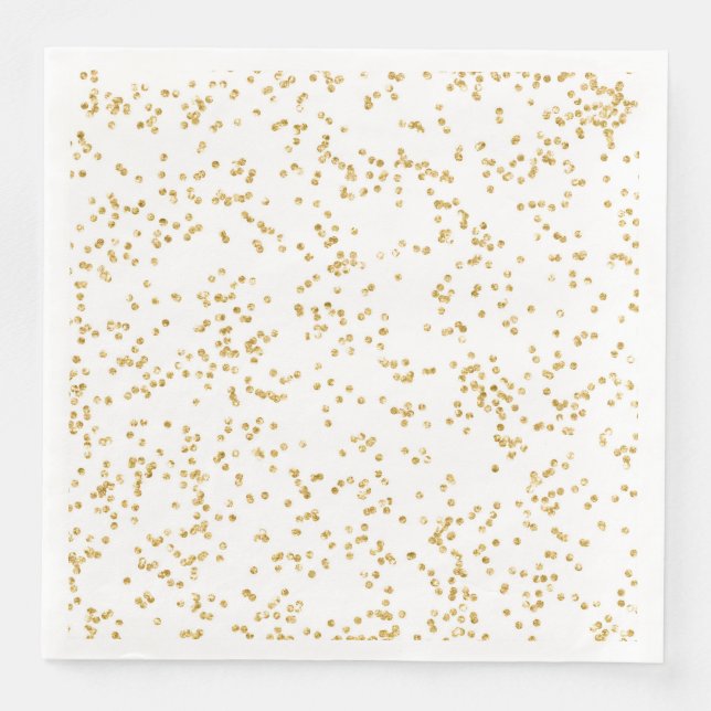 Glitter Faux Gold Confetti Wedding Reception Party Napkin (Front)