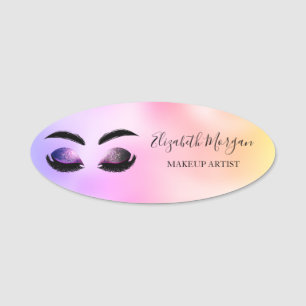 Glitter Faux Lashes,Holographic Iridescent Name Tag
