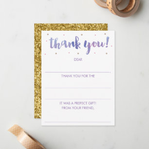 Glitter Fill In The Blank Purple Thank You Card