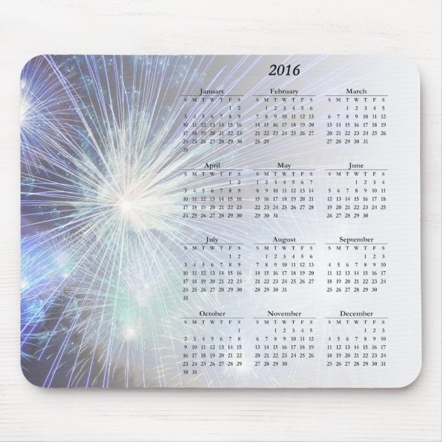 Glitter Fireworks Holidays Calendars 2016 Mouse Pad (Front)