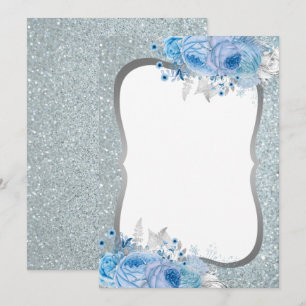 Glitter Floral Blank Invitation