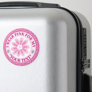 Glitter Flower Breast Cancer Awareness Design Magnet