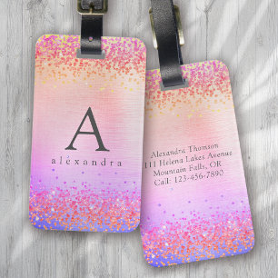 Glitter Foil Monogram Luggage Tag