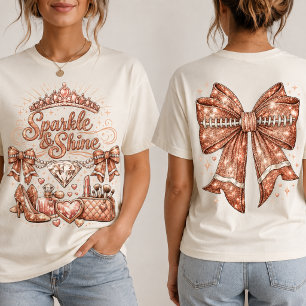 Glitter Football Bow Rose Gold Pink Sparkle Tri-Blend Shirt