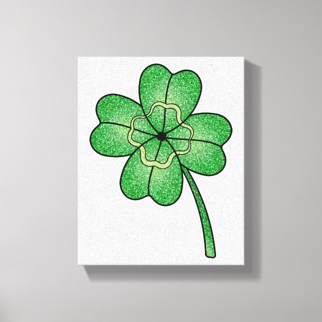 Glitter Four Leaf Clover Canvas Print (Front)