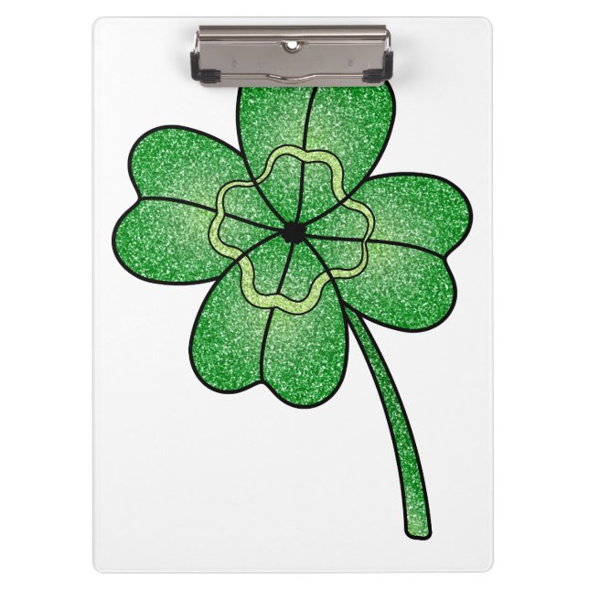 Glitter Four Leaf Clover Clipboard (Front)