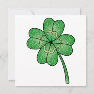 Glitter Four Leaf Clover Invitation