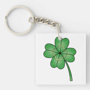 Glitter Four Leaf Clover Keychain