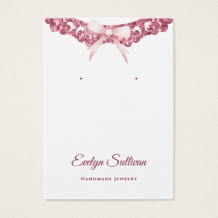 Glitter frame pink bow earring display card