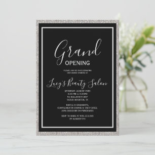 Glitter Framed Black & White Grand Opening Invitation