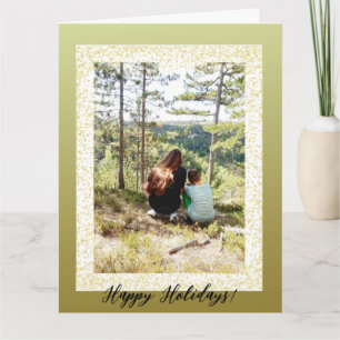 Glitter Framed One Photo Happy Holiday Card