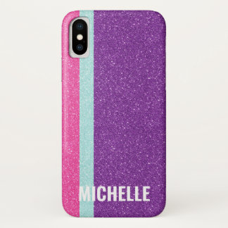 Glitter Fuchsia Aqua Purple | Girly Lady Boss Case-Mate iPhone Case