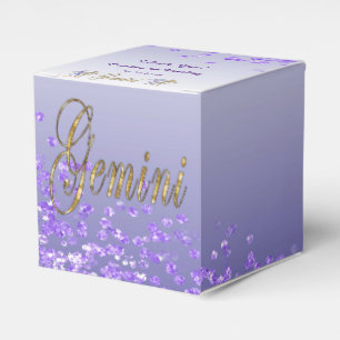Glitter Gemini & Purple Glitter Birthday Favor Box