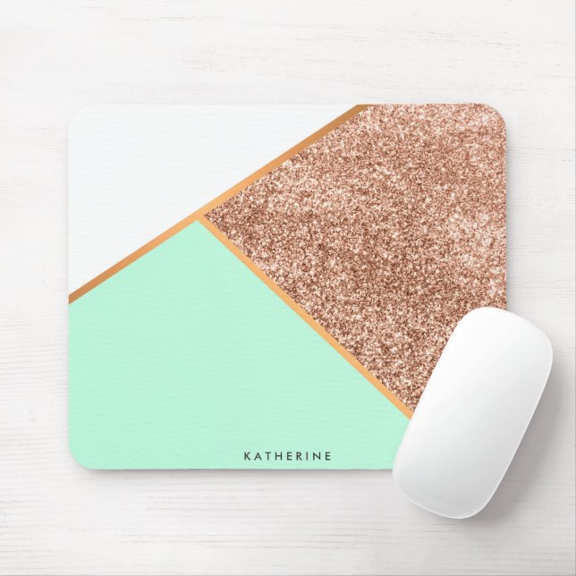 Glitter Geometric Abstract Mosaic Mouse Pad (With Mouse)