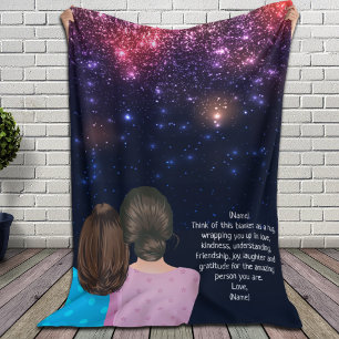 Glitter Gift for Mom From Daughter Letter Note Fleece Blanket