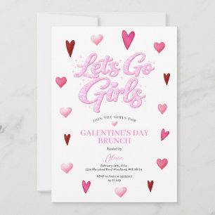 Glitter Girl Galentine's Day Brunch Valentine Invitation